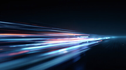 Dynamic streaks of light, creating a sense of speed and motion, likely representing modern technology