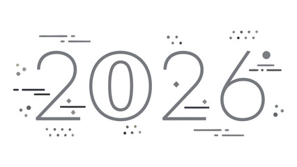 Modern, sleek 2026 typography with dynamic lines and dots, signifying future progress and innovation for business and technology themes.