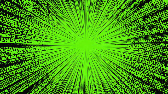 An abstract design featuring a vibrant green burst with a radiating pattern - Powered by Adobe