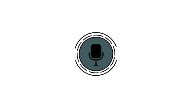 isolated microphone icon ,white background featuring a microphone icon, indicating functionality related to audio or voice input.with 4k video animation.
