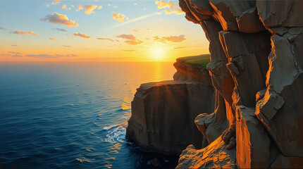 sunset on the edge of a beautiful cliff