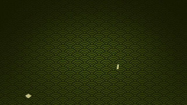 Auspicious Japanese pattern background and confetti animation (rgreen)