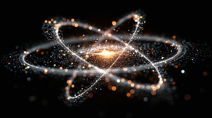 A stunning visual representation of an atom, with electrons orbiting a central nucleus