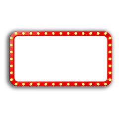 Red marquee board with yellow lights isolated on transparent background
