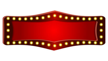 Retro advertising sign red marquee banner with light bulbs board