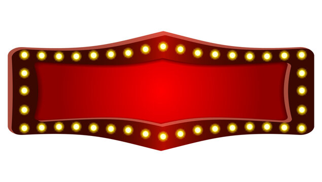 Retro advertising sign red marquee banner with light bulbs board