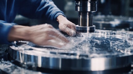 Medium shot focusing on a worker handling a shell core mold emphasizing precision and delicate surface finishes during the shell coating process.