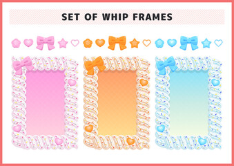 推し活グッズ ゆめかわいいホイップデコ風の可愛いフレームセット トレカデコやSNS装飾に使える背景素材