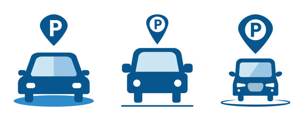 Parking icons set with symbols for various vehicle services