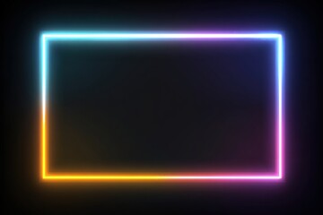 Neon rectangle frame on black background