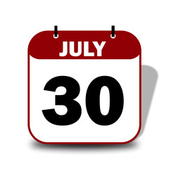30 July Date Calendar