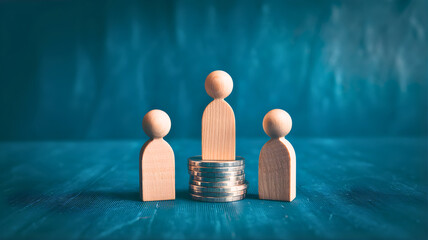 Symbolic representation of success and financial growth with a figure standing on coins