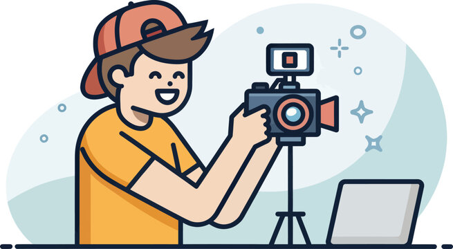 Content Creator Recording Vlog Single Icon