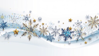 Winter Wonderland: Capturing the ethereal beauty of winter with intricate snowflake patterns. Delicate snowflakes sparkle amidst a gentle wave pattern, conveying a sense of cold and wintery charm.
