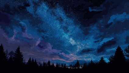 Fototapeta premium Night sky over a forest