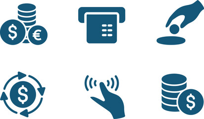 Set of money and payment icons isolated on