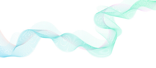 green wavy line isolated on white. abstract background design with wings. wave lines in color gradient. digital technology concept energy waves. vector design element.