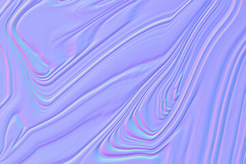 Neon purple holographic abstract background texture with flowing liquid curves and psychedelic highlights, perfect for 3D and modern design.