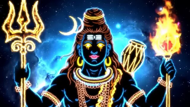 Lord Shiva in Cosmic Glow - A Divine Representation of Power and Spirituality.