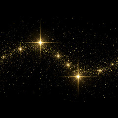 Luxury Golden Glitter Wave on Black Background