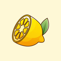 Cute Gradient Lemon Illustration &ndash; Colorful Fresh Citrus Fruit Vector with Soft Shading for Food, Kids, and Decorative Design