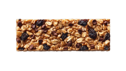 Hearty oat bar with chocolate chips and dried fruit, perfect for snacks