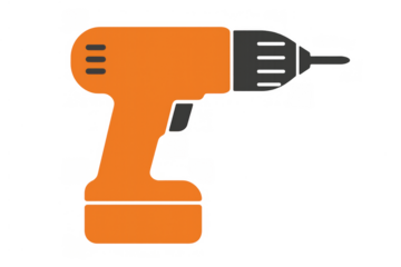 Cordless drill illustration representing home improvement, construction, diy tasks, and renovation projects