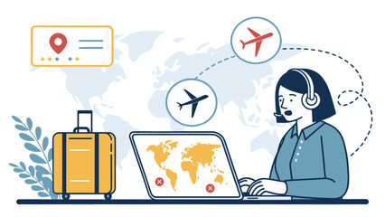 Travel Agent Icon Planning Vacation Trip