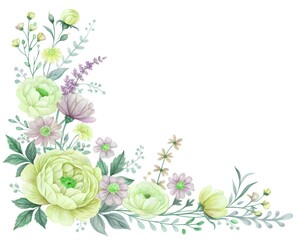 Vintage floral background with soft pink flowers and decorative leaves