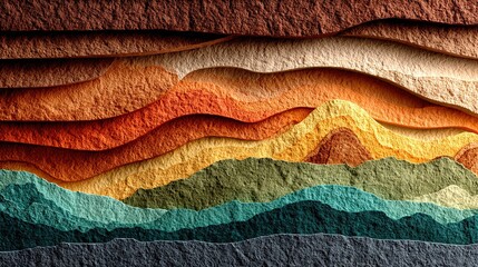 Soil Profile Educational Illustration with Colorful Paper Layers in Different Textures and Shades