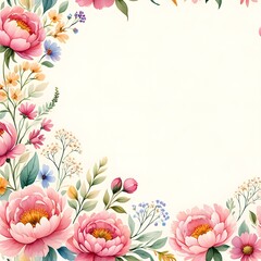 Vintage floral background with soft pink flowers and decorative leaves