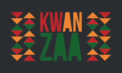 Kwanzaa Happy Celebration. African and African-American culture holiday. Seven days festival, celebrate annual from December 26 to January 1. Black history. Poster, card, banner and background. Vector
