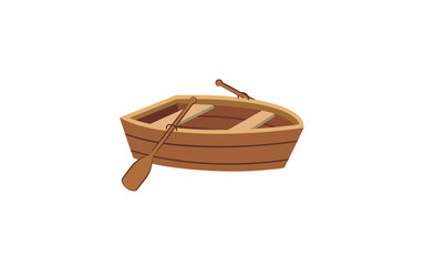 Simple small boat with paddles vector illustration.
