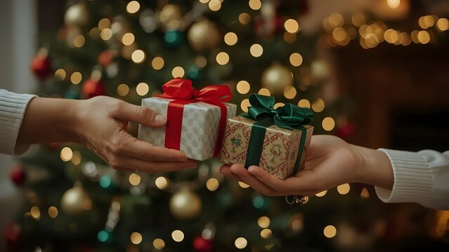 Giving Christmas presents - Powered by Adobe