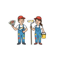 Painters team with tools vector