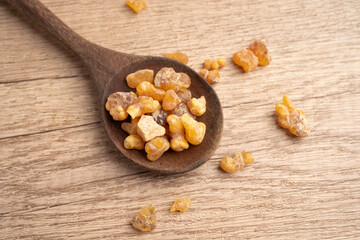 Frankincense or olibanum aromatic resin used in incense and perfumes.