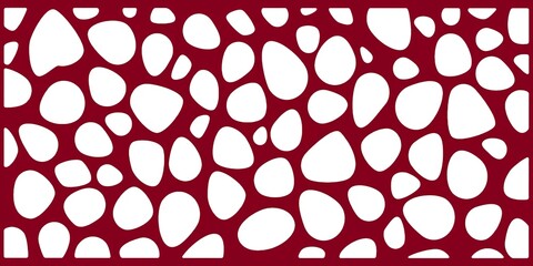 Red and White Abstract Pebble Pattern Irregular Stone Shapes Seamless Backdrop Organic Modern Decorative Screen Element