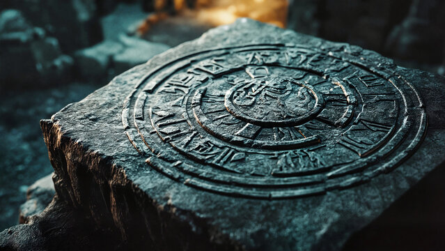 Wheel of Samsara, Wheel of Time , Wheel of Fortune,  esoteric blogs, fortune teller community, fantasy sites, Intricate Buddhist Symbols, cinematic atmosphere, detailed stone tablet with carvings,