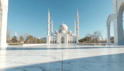Grand white sacred structure with ornate architecture, perfect for cultural presentations, travel themes, or spiritual event backdrops