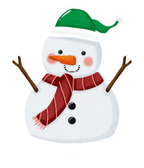Cute Winter Snowman Christmas Illustration cartoon 