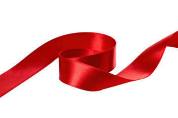 Bright red shiny ribbon for festive decoration and gift wrapping