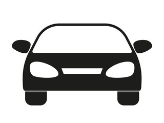 Black silhouette of abstract car, front view. Illustration on a transparent background