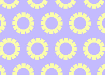 Yellow floral circle elements purple color fabric repeat shapes