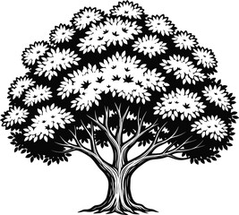 Decorative flowering tree vector illustration