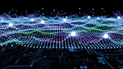 Digital data network: A vibrant digital data network pulses with life, representing the flow of information across the interconnected world.