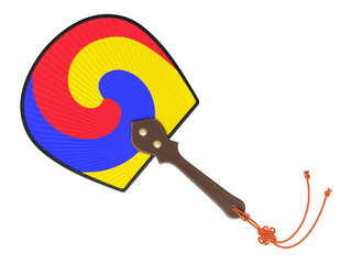 Korean taegeuk personal fan isolated on white background - 3d illustration
