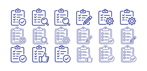 Document and Form Icons Set. Checklist, File, Edit, Contract, Paperwork Symbols. Vector illustration eps 10