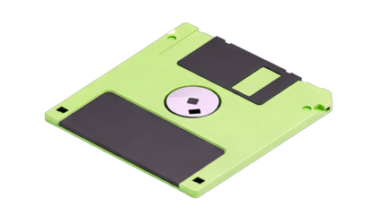 Green Floppy Disk Isolated on White Background