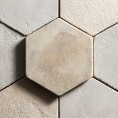 Hexagonal Concrete Tile Texture Background with Raised Center and Shadow. AI generative