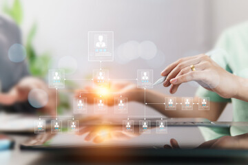 The organizational chart shows the hierarchy of roles within a board of directors, from civil servants and employees to the company president , as they discuss and organize management positions.